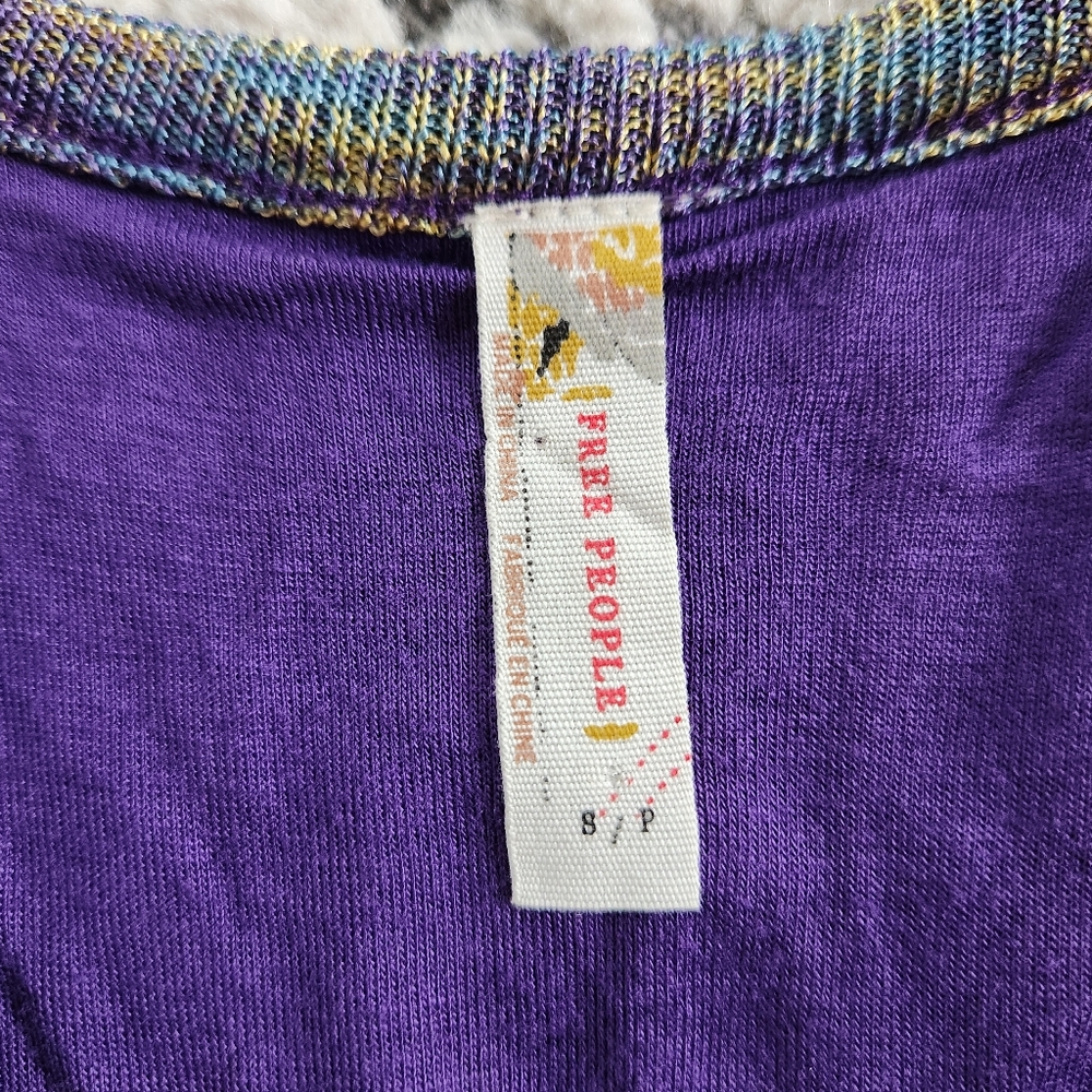 Free People Sunrise Knit Sweater Stretch Mini Dress Purple Raven Combo Bodycon S - Picture 11 of 16